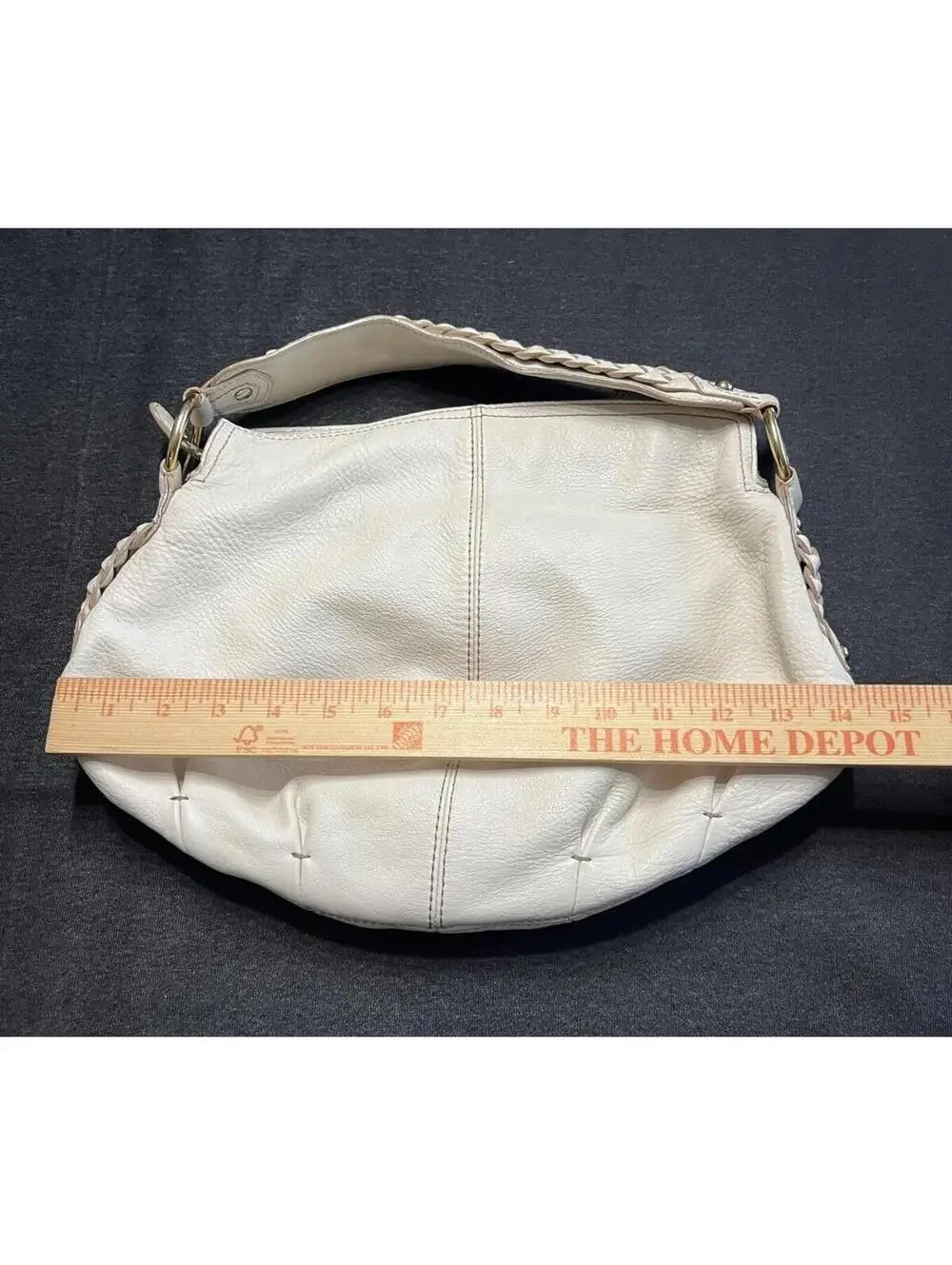 Banana Republic Fall 2008 Ivory Cream Genuine Leather Braided Strap Hobo Bag